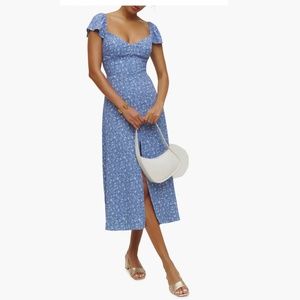 REFORMATION Baxley Floral Print Flutter Sleeve Midi Dress